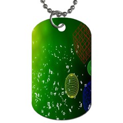 Geometric Shapes Letters Cubes Green Blue Dog Tag (one Side) by Mariart