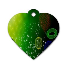 Geometric Shapes Letters Cubes Green Blue Dog Tag Heart (two Sides) by Mariart