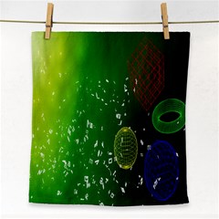 Geometric Shapes Letters Cubes Green Blue Face Towel by Mariart