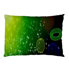 Geometric Shapes Letters Cubes Green Blue Pillow Case by Mariart