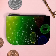 Geometric Shapes Letters Cubes Green Blue Mini Coin Purses by Mariart