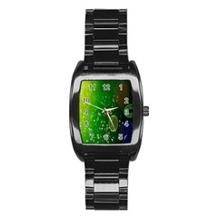 Geometric Shapes Letters Cubes Green Blue Stainless Steel Barrel Watch by Mariart