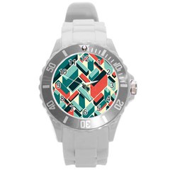 German Synth Stock Music Plaid Round Plastic Sport Watch (l) by Mariart