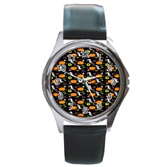 Ghost Pumkin Craft Halloween Hearts Round Metal Watch by Mariart