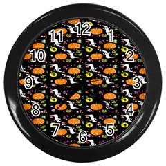 Ghost Pumkin Craft Halloween Hearts Wall Clocks (black) by Mariart