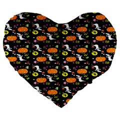 Ghost Pumkin Craft Halloween Hearts Large 19  Premium Flano Heart Shape Cushions by Mariart