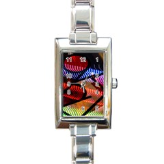 Graphic Shapes Experimental Rainbow Color Rectangle Italian Charm Watch by Mariart