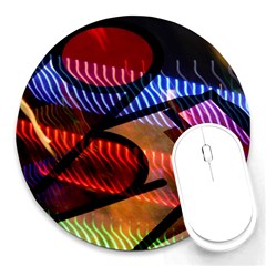 Graphic Shapes Experimental Rainbow Color Round Mousepads by Mariart