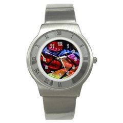 Graphic Shapes Experimental Rainbow Color Stainless Steel Watch by Mariart