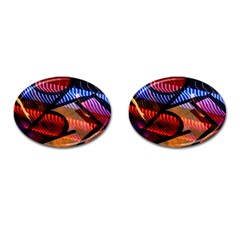 Graphic Shapes Experimental Rainbow Color Cufflinks (oval) by Mariart