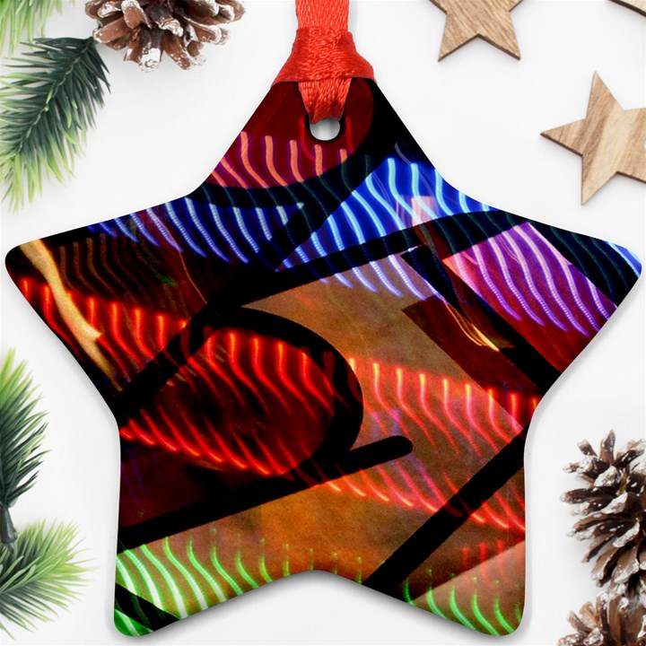 Graphic Shapes Experimental Rainbow Color Star Ornament (Two Sides)