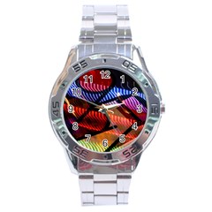 Graphic Shapes Experimental Rainbow Color Stainless Steel Analogue Watch by Mariart