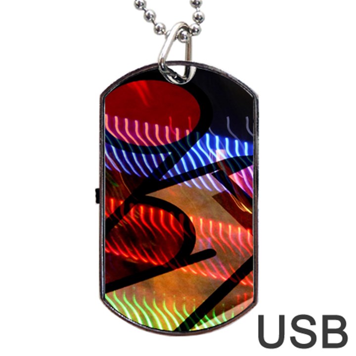 Graphic Shapes Experimental Rainbow Color Dog Tag USB Flash (Two Sides)