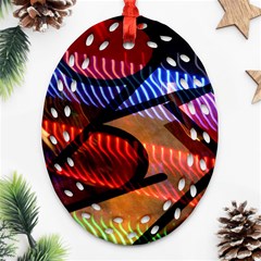 Graphic Shapes Experimental Rainbow Color Oval Filigree Ornament (two Sides) by Mariart