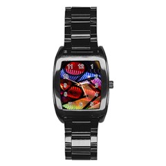 Graphic Shapes Experimental Rainbow Color Stainless Steel Barrel Watch by Mariart