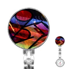 Graphic Shapes Experimental Rainbow Color Stainless Steel Nurses Watch by Mariart