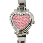 Horse Shoes Iron Pink Brown Heart Italian Charm Watch Front