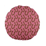 Horse Shoes Iron Pink Brown Standard 15  Premium Round Cushions Back