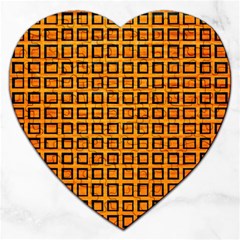 Halloween Squares Plaid Orange Jigsaw Puzzle (heart) by Mariart