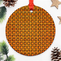 Halloween Squares Plaid Orange Round Ornament (two Sides) by Mariart