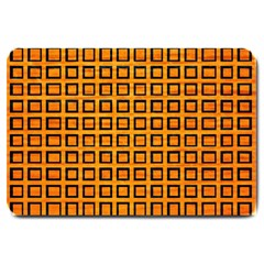 Halloween Squares Plaid Orange Large Doormat  by Mariart