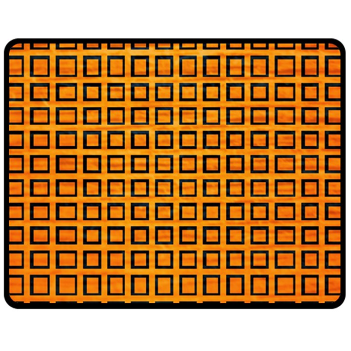 Halloween Squares Plaid Orange Fleece Blanket (Medium) 