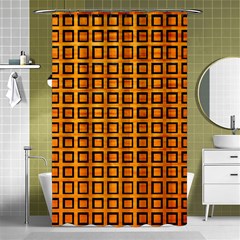 Halloween Squares Plaid Orange Shower Curtain 48  X 72  (small)  by Mariart