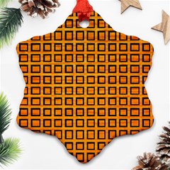 Halloween Squares Plaid Orange Ornament (snowflake) by Mariart