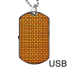 Halloween Squares Plaid Orange Dog Tag Usb Flash (one Side) by Mariart