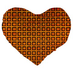 Halloween Squares Plaid Orange Large 19  Premium Heart Shape Cushions by Mariart