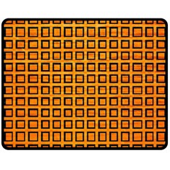 Halloween Squares Plaid Orange Double Sided Fleece Blanket (medium)  by Mariart