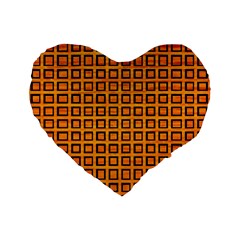 Halloween Squares Plaid Orange Standard 16  Premium Flano Heart Shape Cushions by Mariart