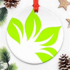 Leaf Green White Ornament (round) by Mariart