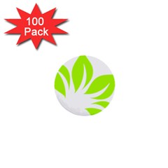 Leaf Green White 1  Mini Buttons (100 Pack)  by Mariart