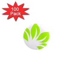 Leaf Green White 1  Mini Magnets (100 Pack)  by Mariart