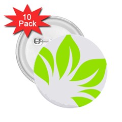 Leaf Green White 2 25  Buttons (10 Pack) 