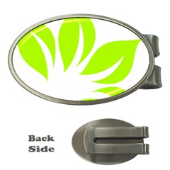 Leaf Green White Money Clips (oval)  by Mariart