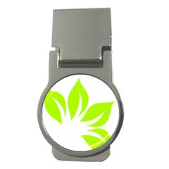 Leaf Green White Money Clips (round) 