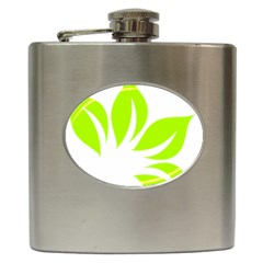 Leaf Green White Hip Flask (6 Oz) by Mariart