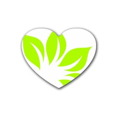 Leaf Green White Heart Coaster (4 Pack) 