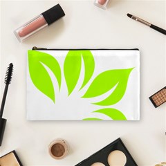 Leaf Green White Cosmetic Bag (medium)  by Mariart