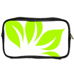 Leaf Green White Toiletries Bags by Mariart