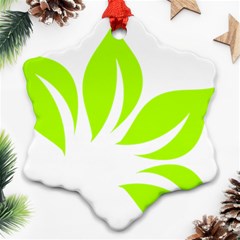 Leaf Green White Ornament (snowflake) by Mariart