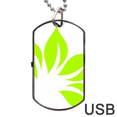 Leaf Green White Dog Tag Usb Flash (two Sides) by Mariart