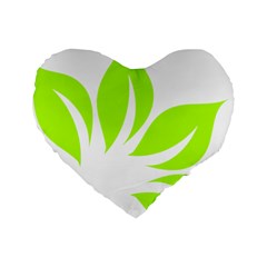 Leaf Green White Standard 16  Premium Heart Shape Cushions