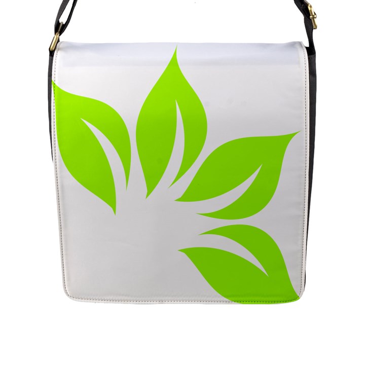 Leaf Green White Flap Messenger Bag (L) 