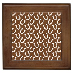 Horse Shoes Iron White Brown Framed Tiles by Mariart