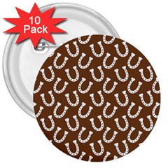 Horse Shoes Iron White Brown 3  Buttons (10 Pack) 