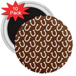 Horse Shoes Iron White Brown 3  Magnets (10 pack)  Front