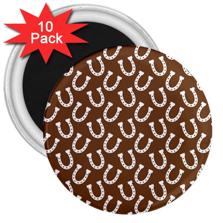 Horse Shoes Iron White Brown 3  Magnets (10 pack) 